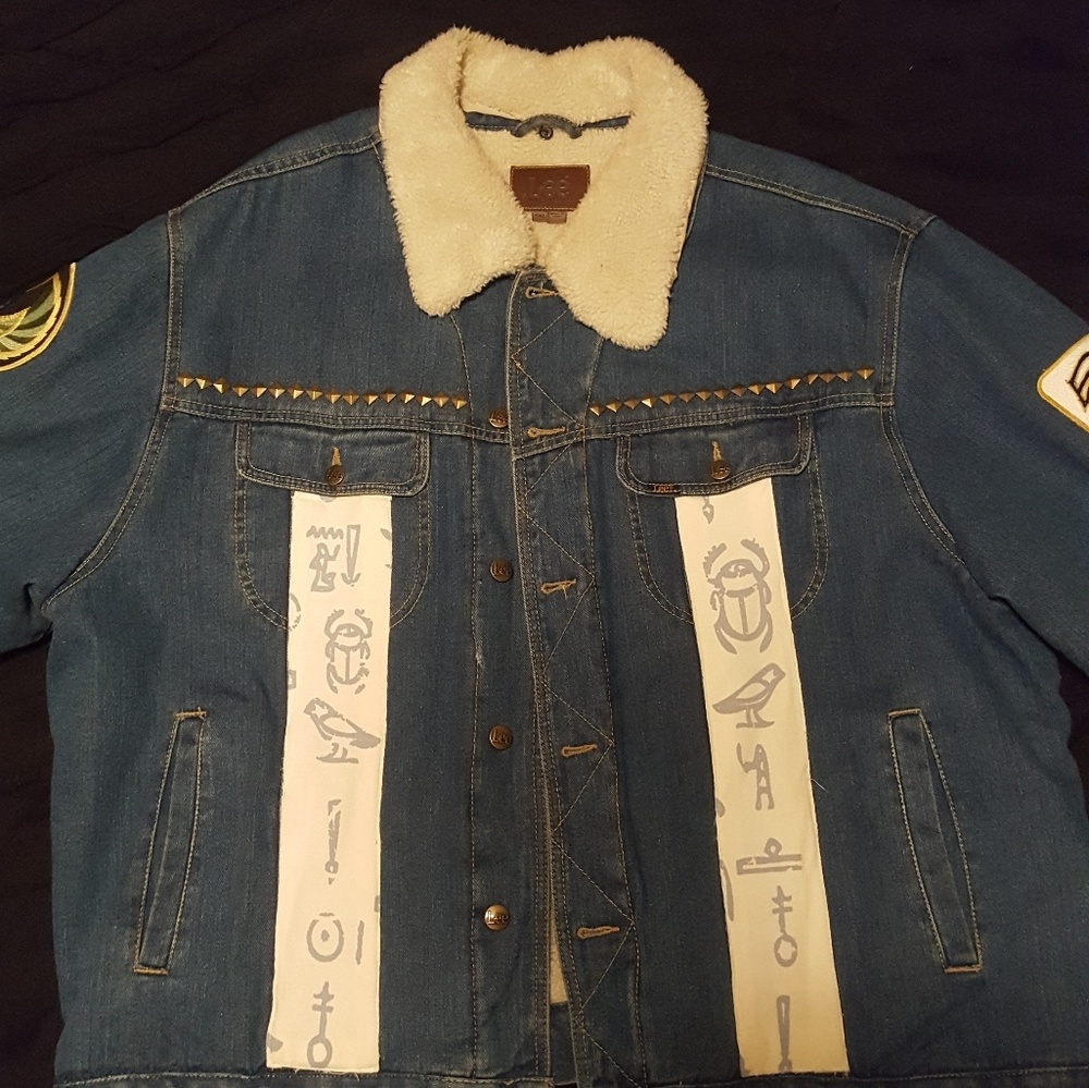 Studded Designer Egyptian Denim blue jean jacket